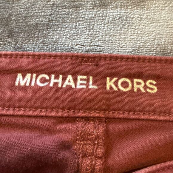 Michael Kors Skinny Stretch Jeans Womens Sz 10p Mid Rise Burgundy Red Denim - Picture 5 of 10